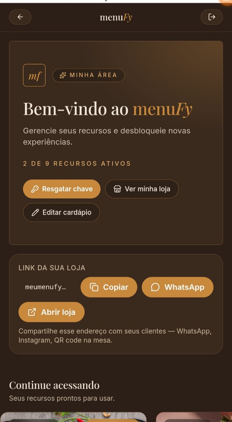 Painel do MenuFy