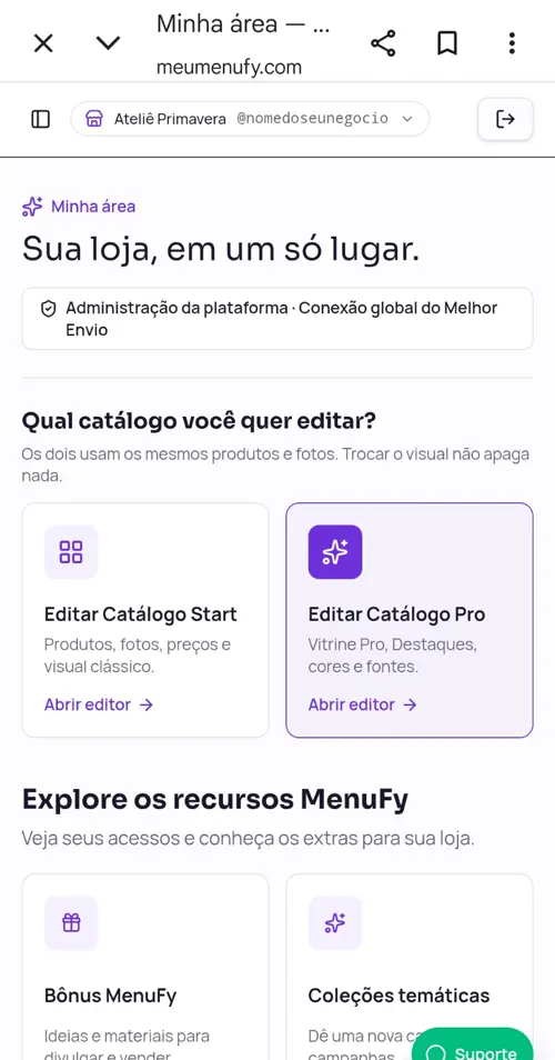 Escolha editar Start ou Pro