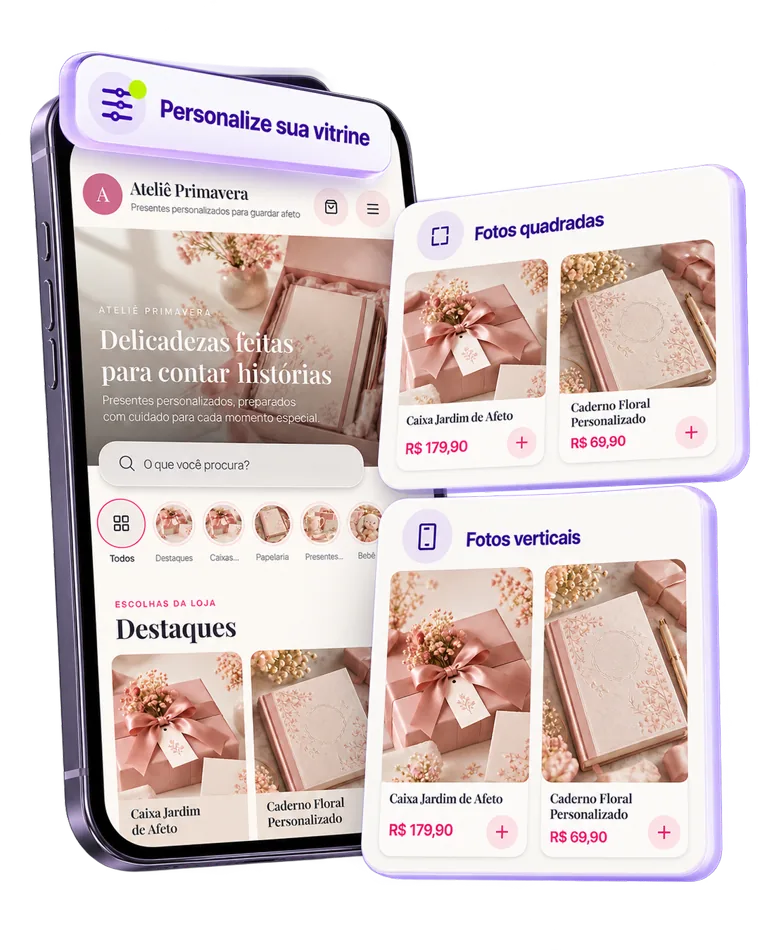 MenuFy Pro com edição da vitrine e fotos quadradas ou verticais