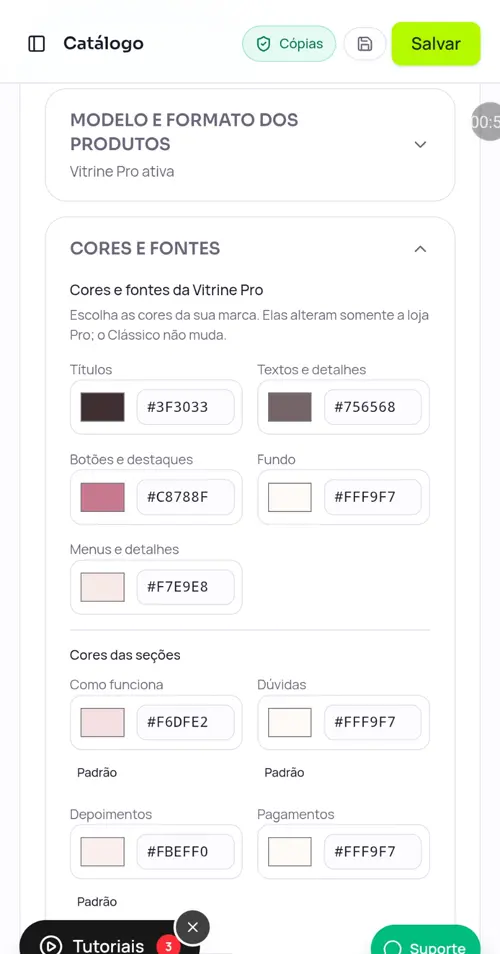 Cores e fontes da sua marca