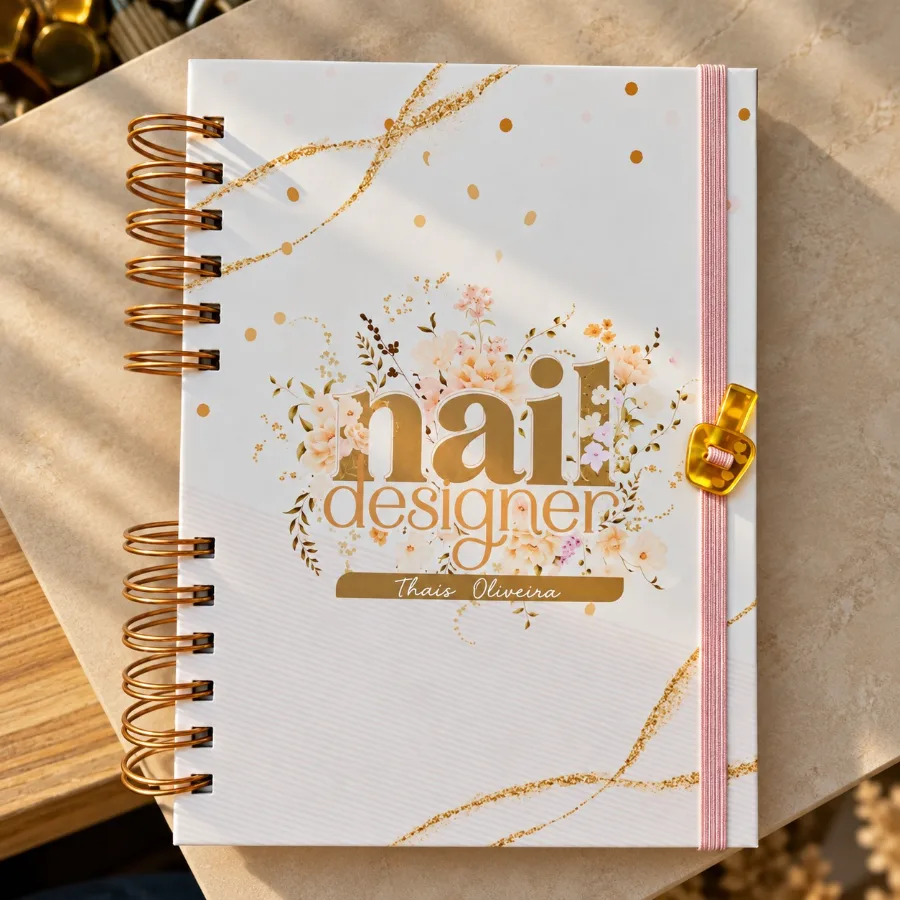 Agenda para Agendamentos A5 Permanente 2027 Personalizada com Nome | Nail Designer | Capa Dura | 410 Páginas | Wire-o